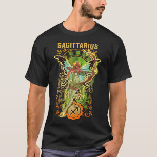 Sagittarius Anime Birthday Fairy Fairies Black Gir T-Shirt