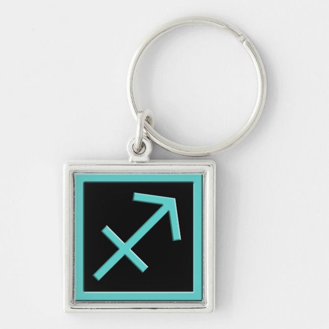 Sagittarius Aqua Zodiac Design Premium Keychain (Front)