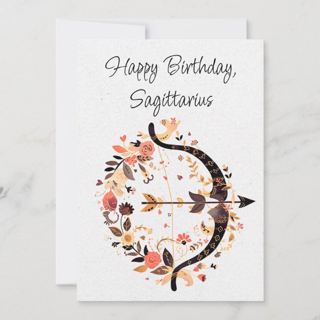 Sagittarius Archer Zodiac Boho Birthday Flat Card (Front)
