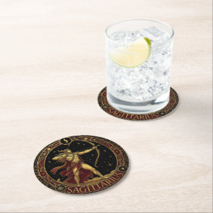 Sagittarius Archer Zodiac Male Symbol Round Paper Coaster