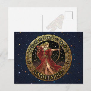 Sagittarius Archer Zodiac Symbol For Her Postcard
