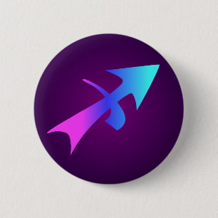 Sagittarius Arrow in Flight Pink Blue Aqua Purple 6 Cm Round Badge