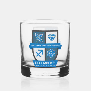 Sagittarius Birthday Crest™ December 1-21  Whiskey Glass