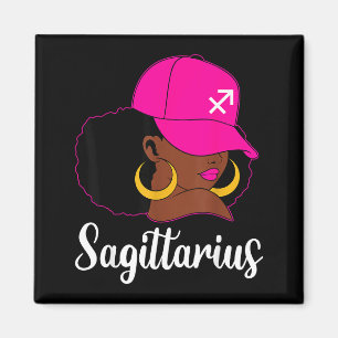 Sagittarius Black Girl Pink Cap Zodiac Birthday Af Magnet