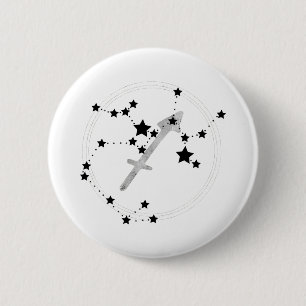 Sagittarius black & silver constellation zodiac s 6 cm round badge