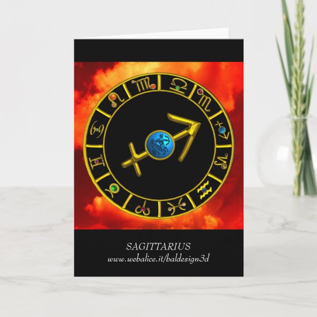 SAGITTARIUS Blue,Gold Zodiac Birthday Chart Card (Front)