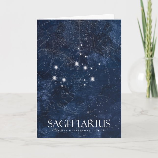 Sagittarius Card with name, starsign zodiac (Front)
