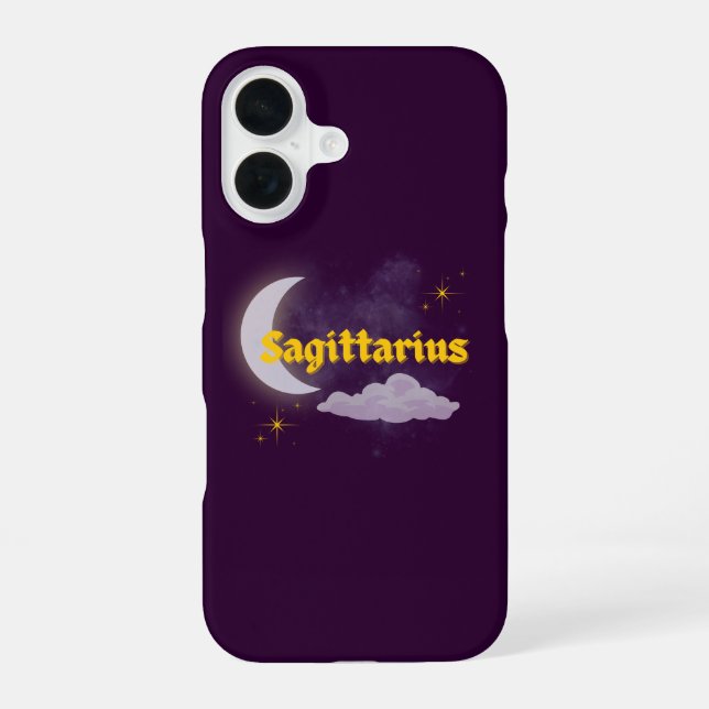 Sagittarius Celestial Moon Cloud Stars Astrology iPhone 16 Case (Back)