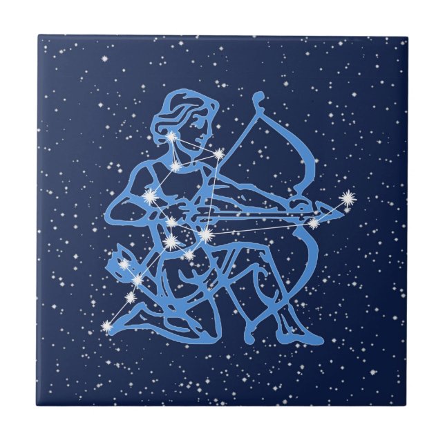 Sagittarius  Constellation and Sun Sign with Stars Ceramic Tile (Front)