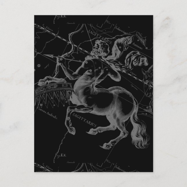 Sagittarius Constellation Classy Hevelius Engaving Postcard (Front)