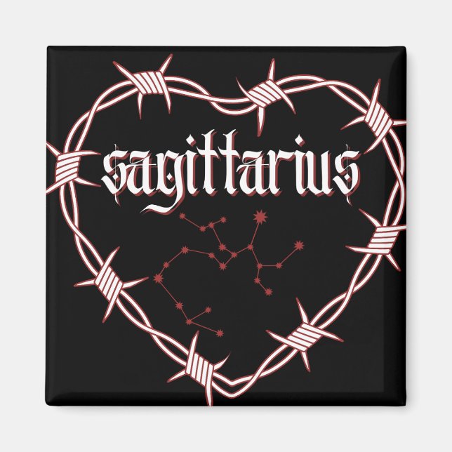 Sagittarius Constellation Gothic Barbed Wire Art Magnet (Front)