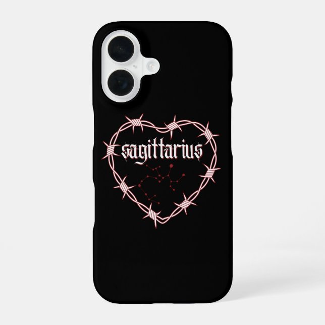 Sagittarius Constellation Gothic Edgy Birthday iPhone 16 Case (Back)
