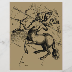Sagittarius Constellation Hevelius 1690 Engraving Flyer
