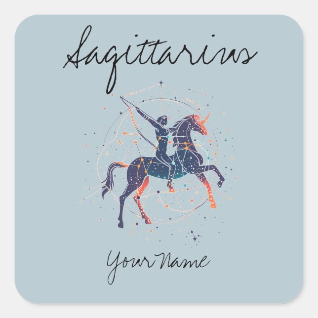 Sagittarius Constellation Line Art Square Sticker (Front)
