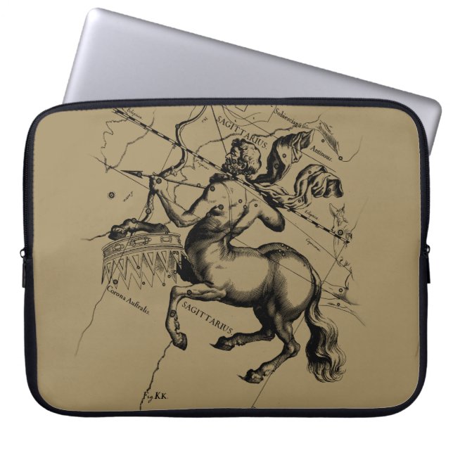 Sagittarius Constellation Map by Hevelius Laptop Sleeve (Front)
