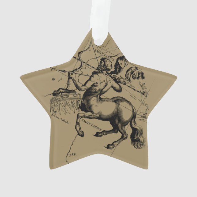 Sagittarius Constellation Map by Hevelius Ornament (Back)