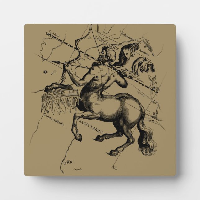 Sagittarius Constellation Map Engraving Hevelius Plaque (Front)