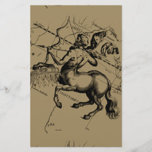 Sagittarius Constellation Map Engraving Hevelius Stationery