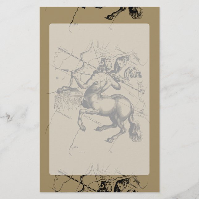 Sagittarius Constellation Map Engraving Hevelius Stationery (Front)