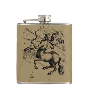 Sagittarius Constellation Map Hevelius 1690 Hip Flask
