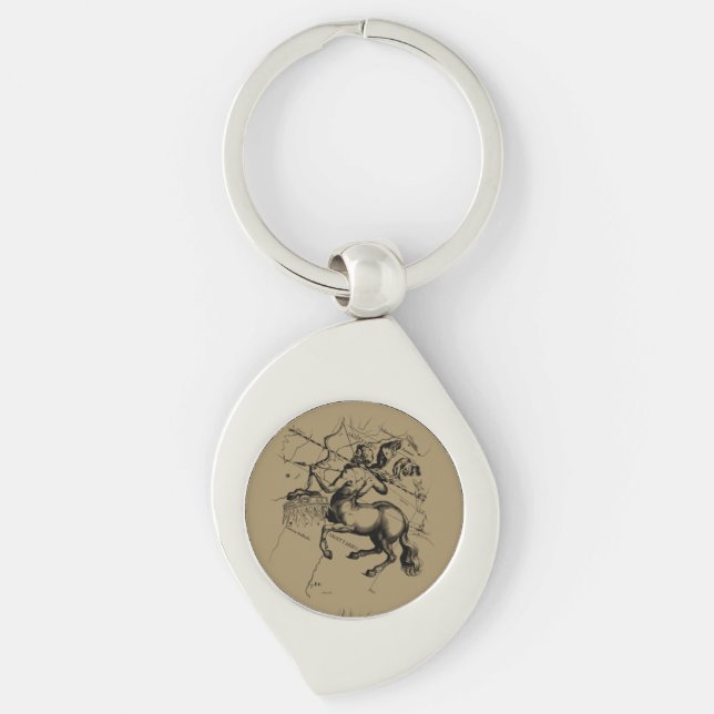 Sagittarius Constellation Map Hevelius 1690 Key Ring (Front)