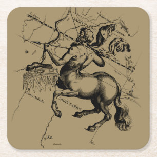Sagittarius Constellation Map Hevelius 1690 Square Paper Coaster