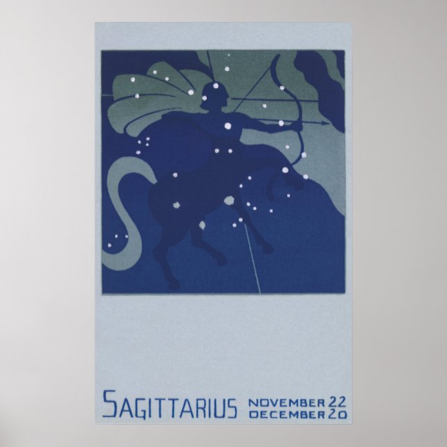 Sagittarius Constellation Vintage Zodiac Astrology Poster (Front)