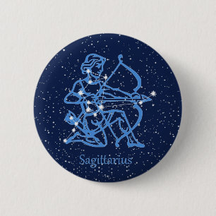 Sagittarius Constellation & Zodiac Sign with Stars 6 Cm Round Badge