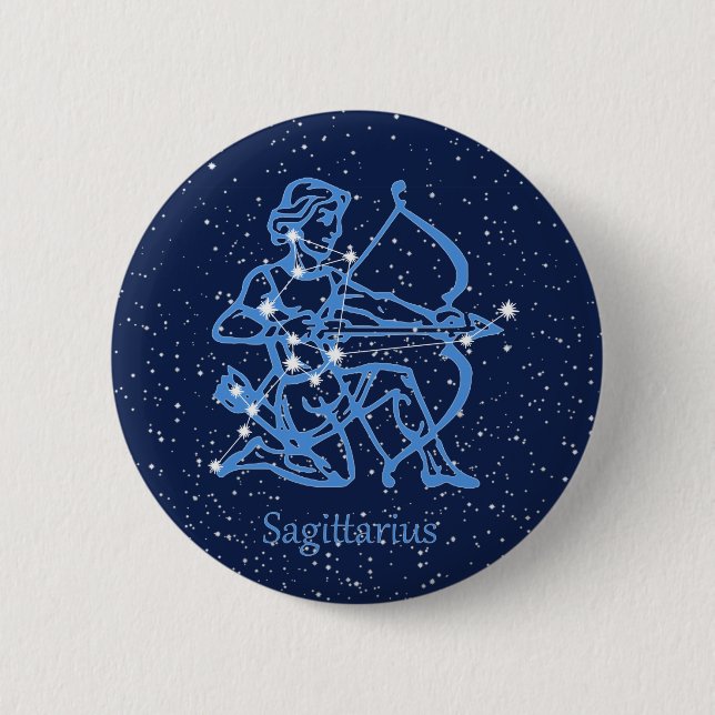 Sagittarius Constellation & Zodiac Sign with Stars 6 Cm Round Badge (Front)