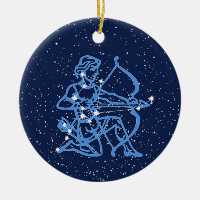 Sagittarius Constellation & Zodiac Sign with Stars Ceramic Ornament (Front)