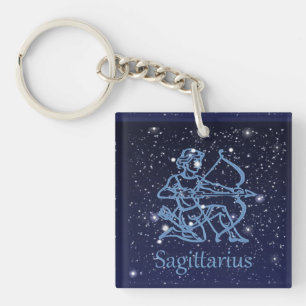 Sagittarius Constellation & Zodiac Sign with Stars Key Ring