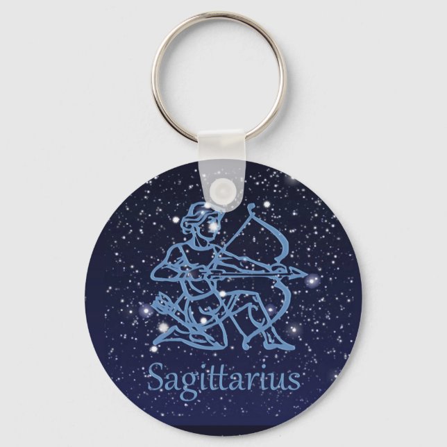 Sagittarius Constellation & Zodiac Sign with Stars Key Ring (Front)