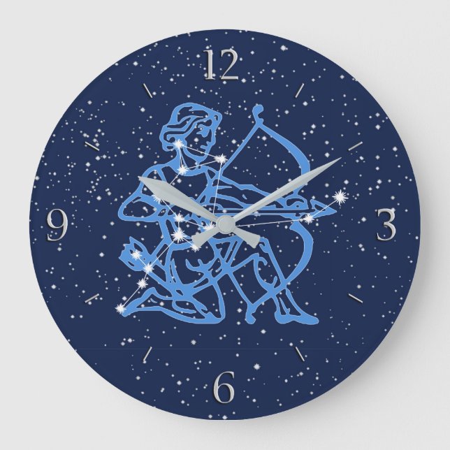 Sagittarius Constellation & Zodiac Sign with Stars Large Clock (Front)