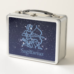 Sagittarius Constellation & Zodiac Sign with Stars Metal Lunch Box