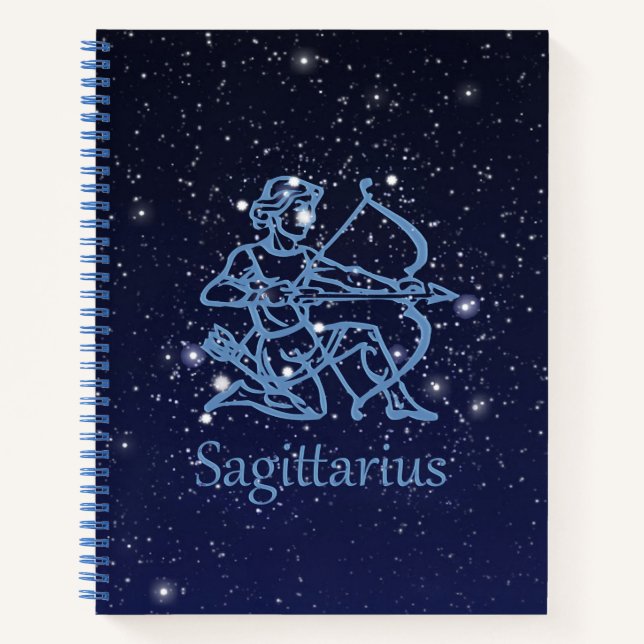 Sagittarius Constellation & Zodiac Sign with Stars Notebook (Front)
