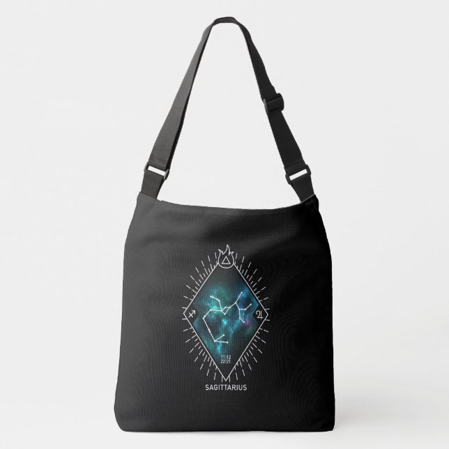 Sagittarius Constellation & Zodiac Symbol Crossbody Bag (Front)