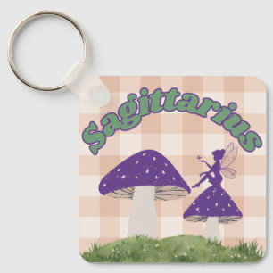 Sagittarius Cottagecore Aesthetic Fairy Mushroom Key Ring