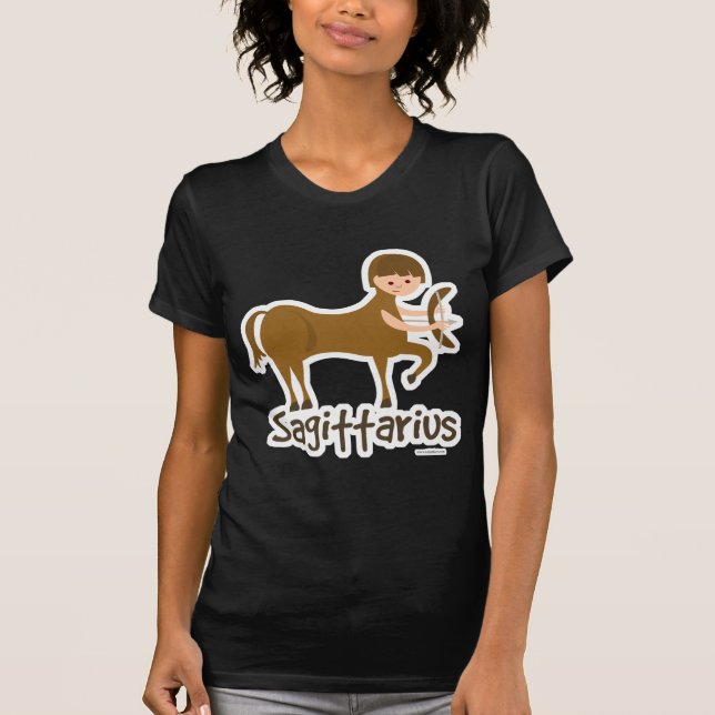 Sagittarius Cute Archer Astrology Cartoon Sign T-Shirt (Front)