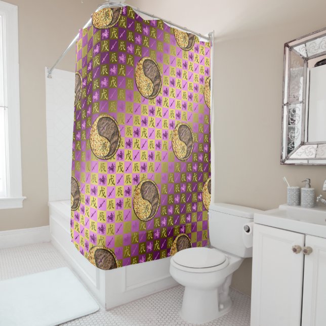 Sagittarius & Earth Dragon Shower Curtain (In Situ)