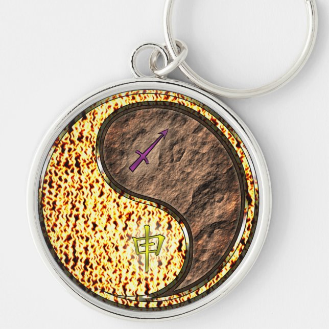Sagittarius & Earth Monkey Key Ring (Front)