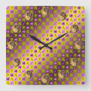 Sagittarius & Earth Monkey Square Wall Clock