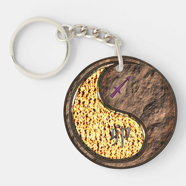 Sagittarius & Earth Rabbit Key Ring (Front)