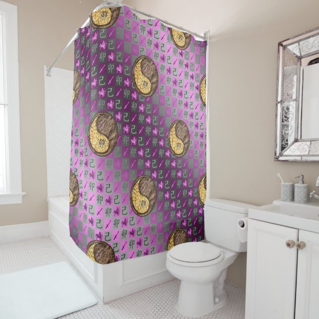Sagittarius & Earth Rabbit Shower Curtain (In Situ)