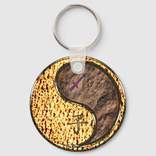 Sagittarius & Earth Rat Key Ring (Front)