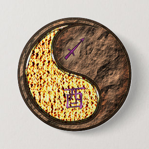 Sagittarius & Earth Rooster 7.5 Cm Round Badge