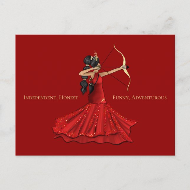 Sagittarius Female Goddess - Red  Postcard (Front)