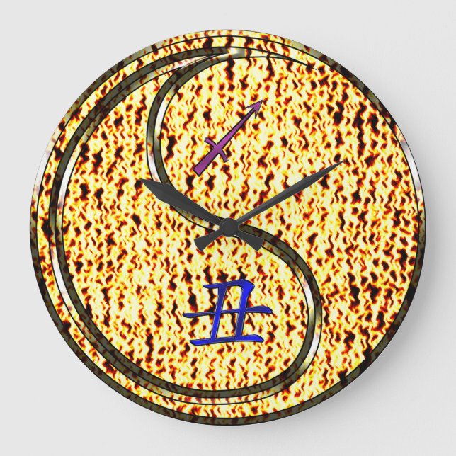Sagittarius & Fire Ox Large Clock (Front)