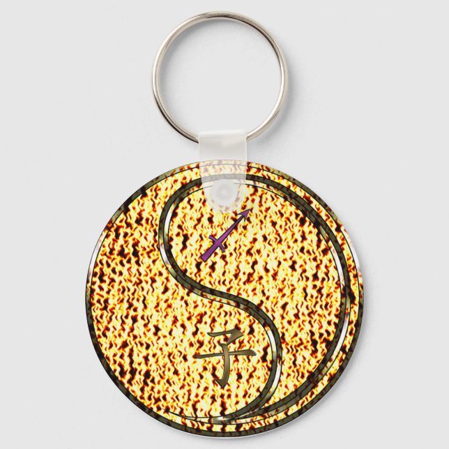 Sagittarius & Fire Rat Key Ring (Front)