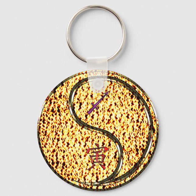 Sagittarius & Fire Tiger Key Ring (Front)