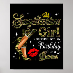 Sagittarius Girl Camouflage Black Woman Camo Heels Poster